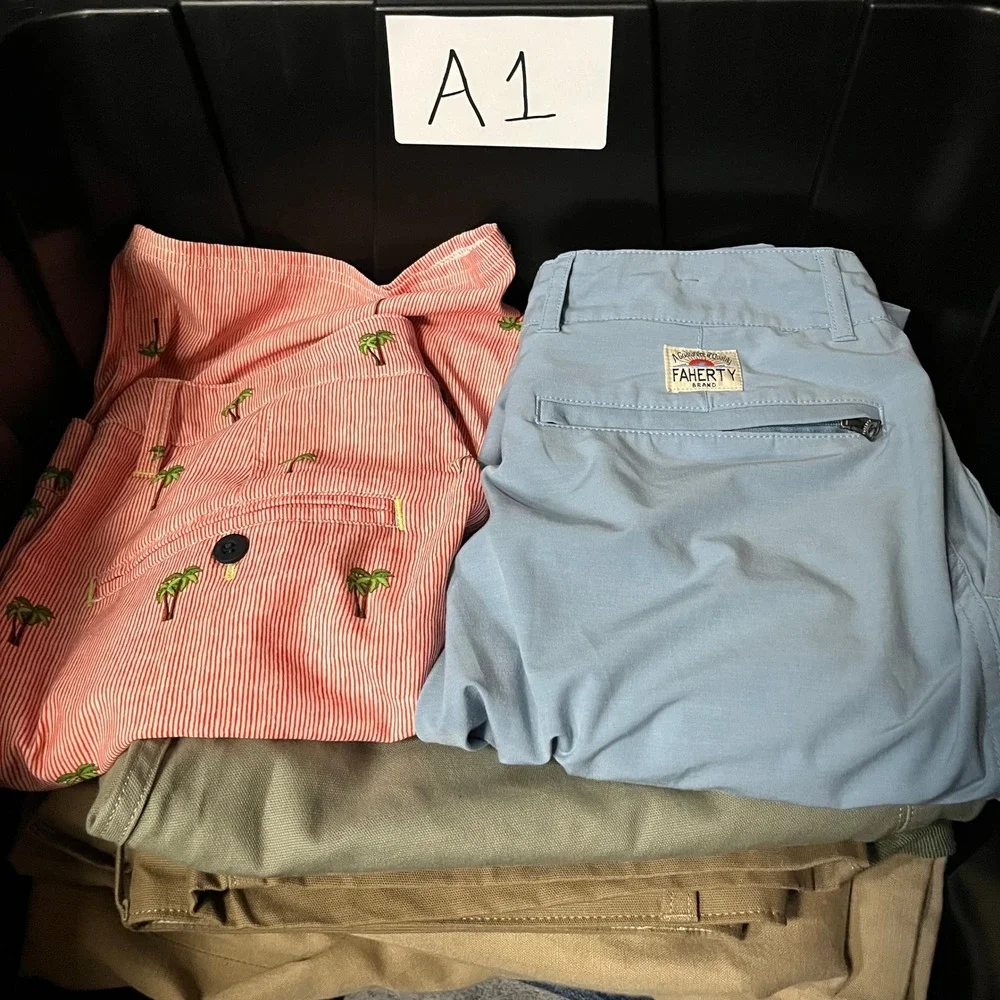 Faherty All Day Shorts Mens 30 Light Blue Hybrid Stretch MSC0012 Quick Dry